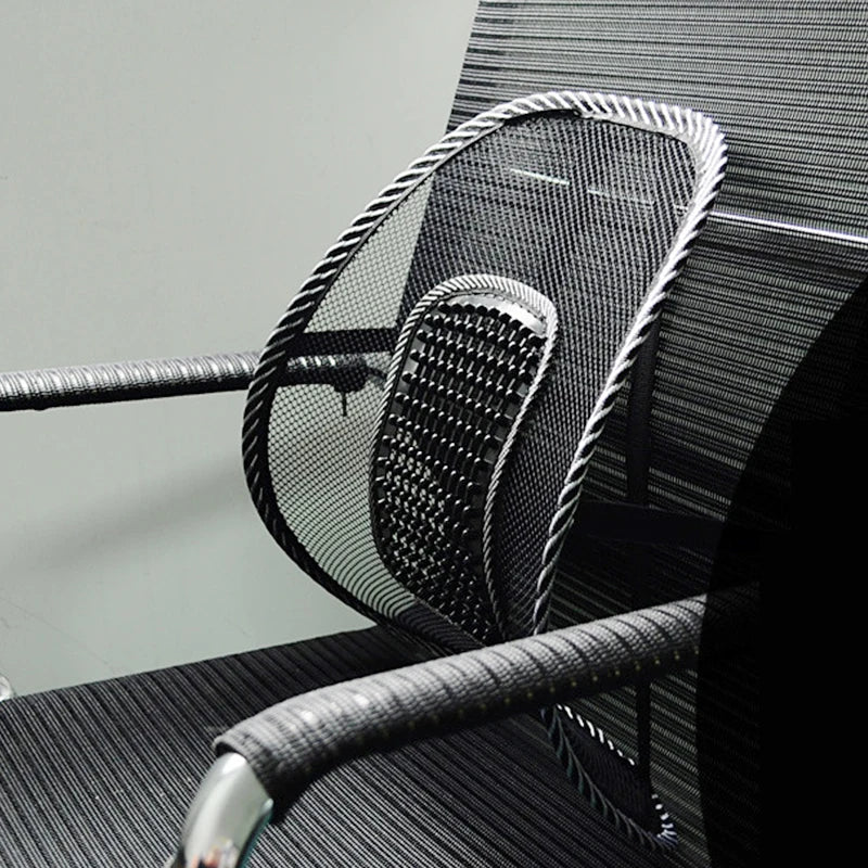 Black Mesh Back Lumbar Support Cushion - Massage Pad for Car Seat, Office Chair, Car Driver Comfort