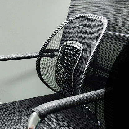Black Mesh Back Lumbar Support Cushion - Massage Pad for Car Seat, Office Chair, Car Driver Comfort
