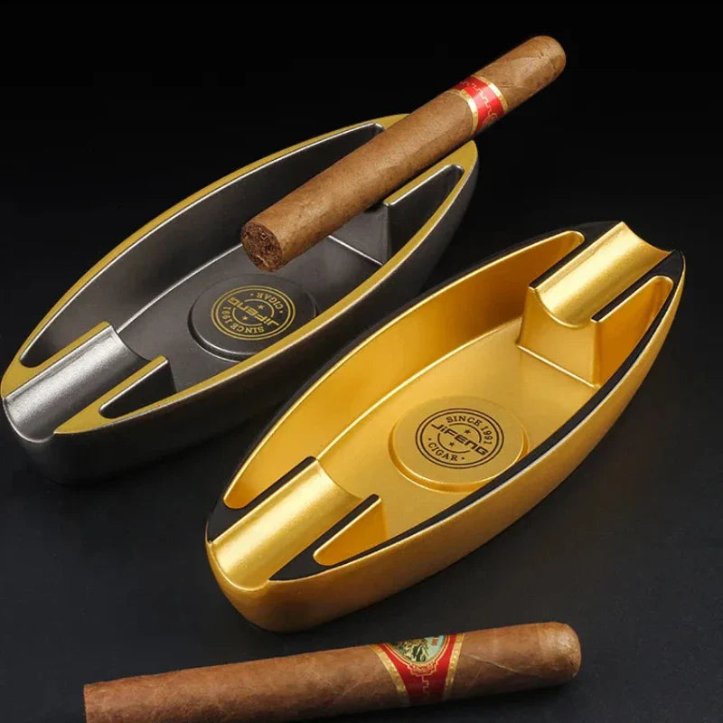 Portable Cigar Ashtray with 2 Slots – Lightweight Smoking Accessory for Men, Table Decoration Gift