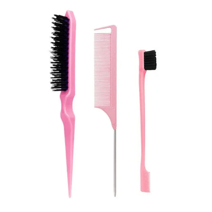 3PCS Hair Styling Comb Set – Teasing Brush, Rat Tail Comb, Edge Brush & Braid Tool for Hair Styling