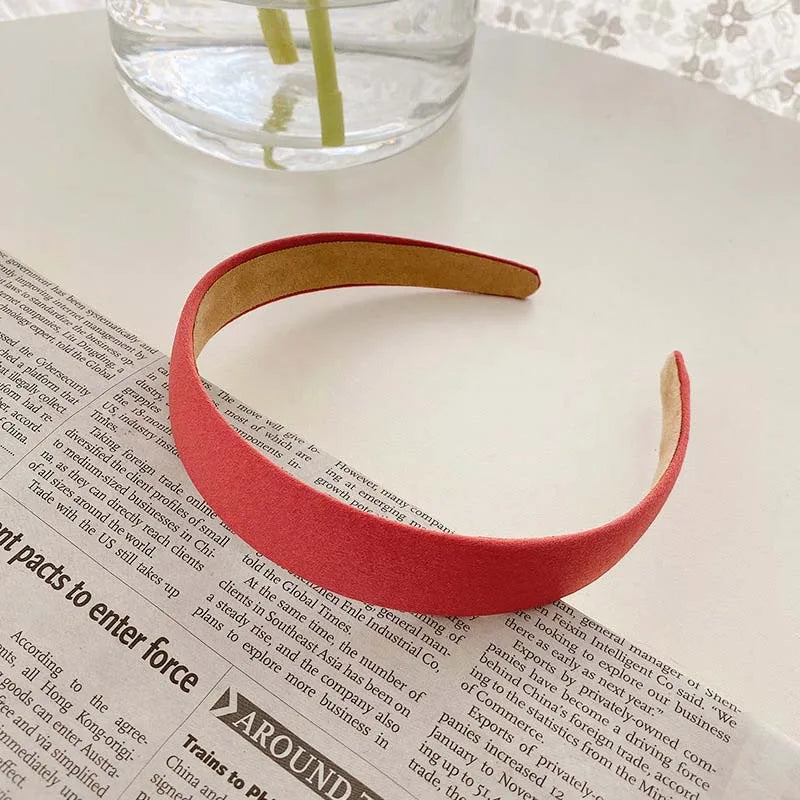 Vintage Red Woolen Velvet Headband – Women's Side Sponge Hair Hoop for Christmas & Fashion Accessories
