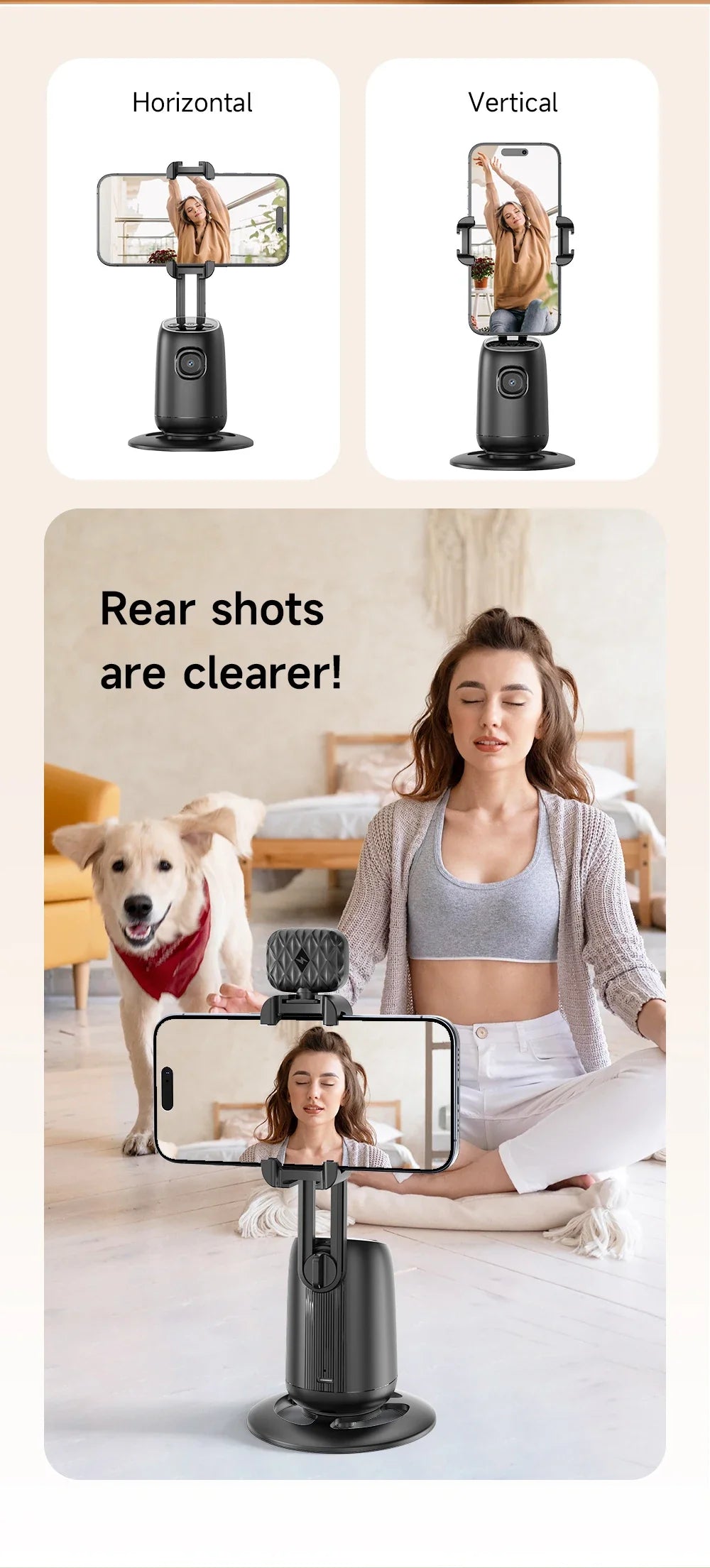 AI Smart 360° Gimbal with Auto Face Tracking – All-in-One Phone Holder & Video Stabilizer Tripod