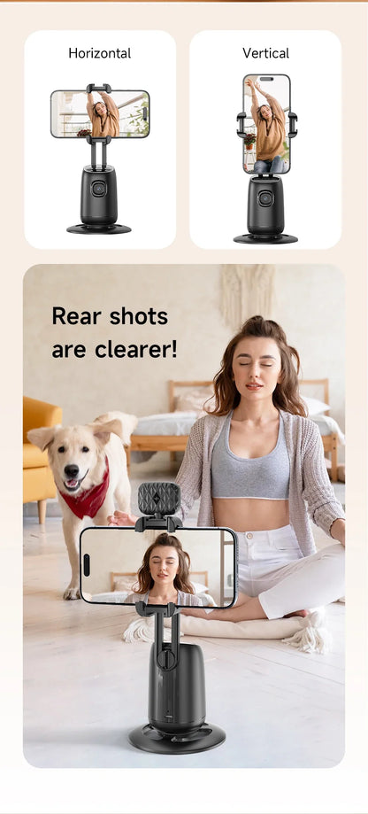 AI Smart 360° Gimbal with Auto Face Tracking – All-in-One Phone Holder & Video Stabilizer Tripod