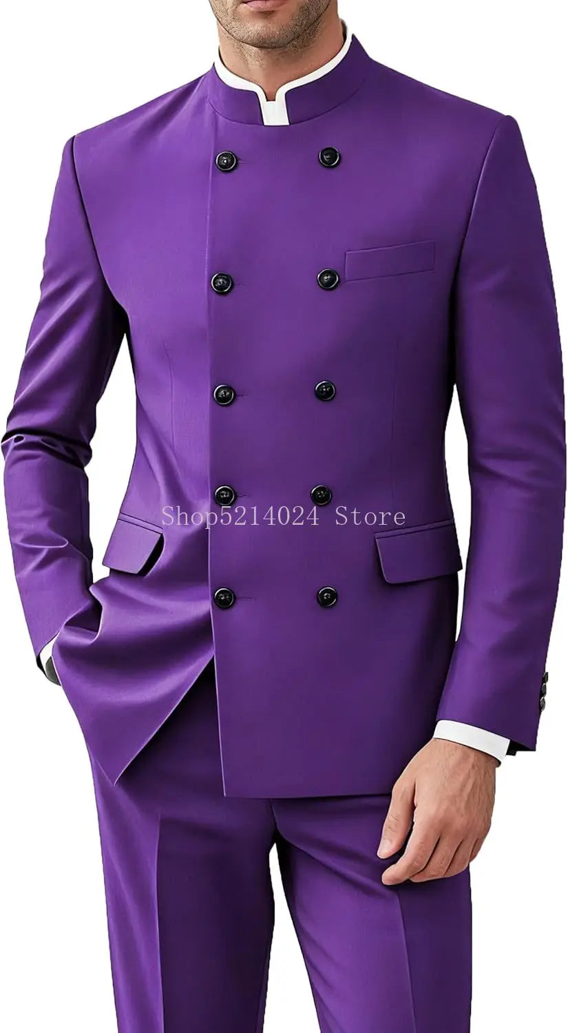 Men's 2-Piece Suit Set - Gold Button Jacket and Pants for Weddings & Formal Events