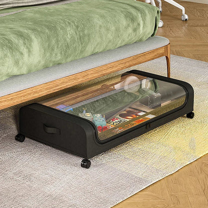 Under-Bed Storage Box with Wheels — Large Capacity Dustproof Organizer for Quilts, Clothes, Toys, and Bedroom Items