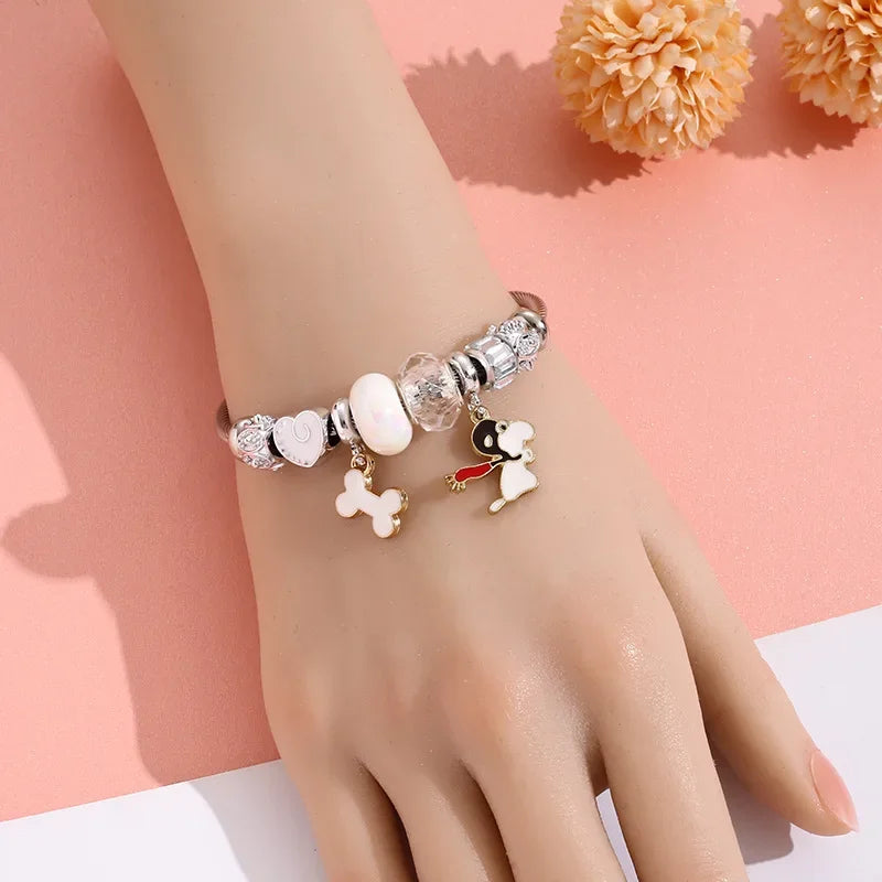 Snoopy Cartoon Bracelet – Adjustable Fashion Wristband for Kids & Adults, Cute Jewelry Gift