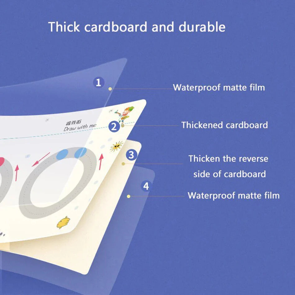 Magical Reusable Tracing Workbook – Montessori Drawing Practice & Control Training Copybook for Kids
