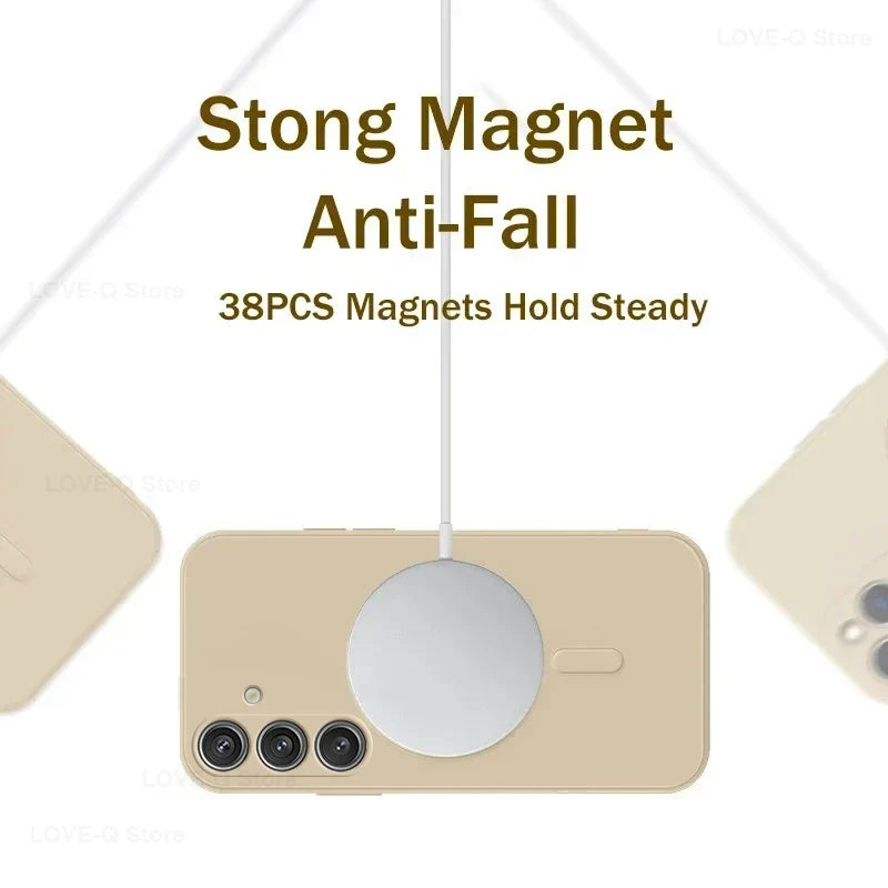MagSafe Magnetic Silicone Case - Soft Wireless Charging Cover for Samsung Galaxy S26 S25 S24 S23 Ultra Plus FE