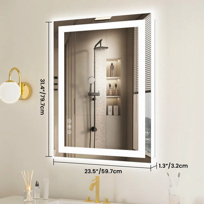 36"x24" LED Bathroom Vanity Mirror – Wall-Mounted Tempered Glass with Front & Backlight, Memory Function for Living Room