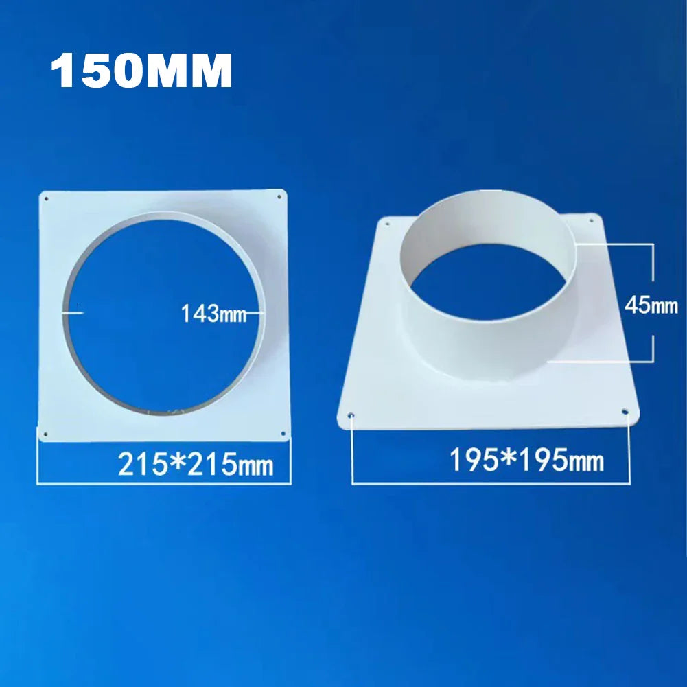 White Air Vent Duct Connector Flange – Straight Square Bottom Pipe for Easy Ventilation Duct Installation