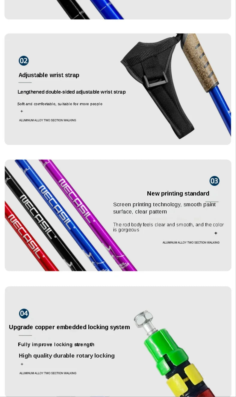 2PCS Nordic Walking Poles — Telescopic 7075 Aluminum Trekking Sticks for Hiking & Senderismo