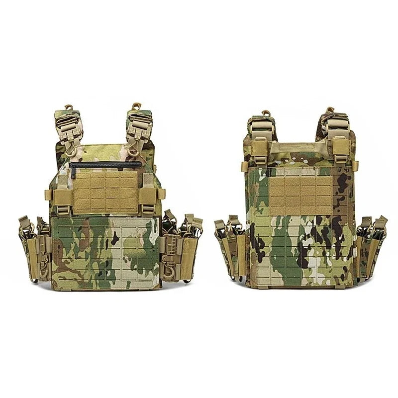 New Combat Vest 6094 – Lightweight Quick Release Laser Cut Tactical Gear for Hunting, Black Tactical Vest