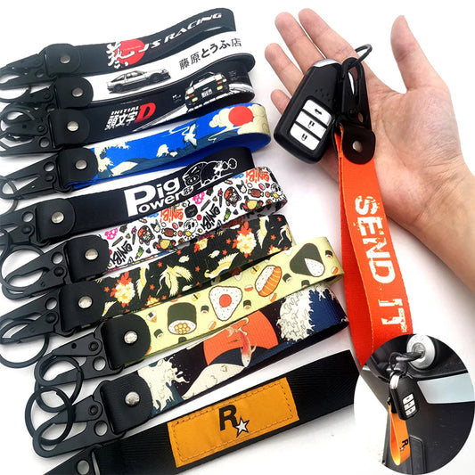 JDM Car Keychain Key Tag – Personality Spring Clip Lanyard for Racing, Modified Nylon Motorcycle & Auto Key Holder Accessories