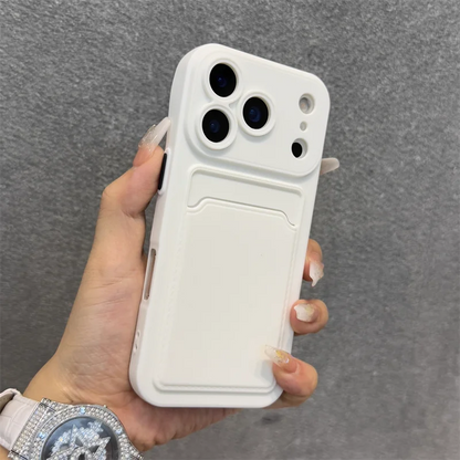 Luxury Soft Silicone Wallet Case for iPhone – Shockproof Card Holder Slot Cover for iPhone 17 Air, 16E, 15, 14 Plus, 13, 12 Mini, 11 Pro Max, XR & XS