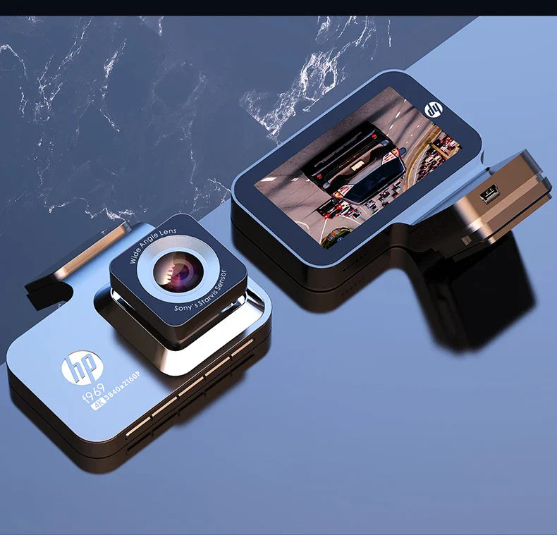 HP 4K HD Car Dash Cam – Night Vision, WiFi, Parking Monitoring, DVR Loop Video Recording