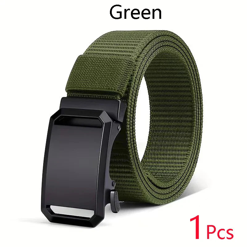 Newest Automatic Buckle Canvas Belt – Tactical Waist Belt for Men, Durable Casual Outdoor, Hunting, Golf & Adventure Training Pants