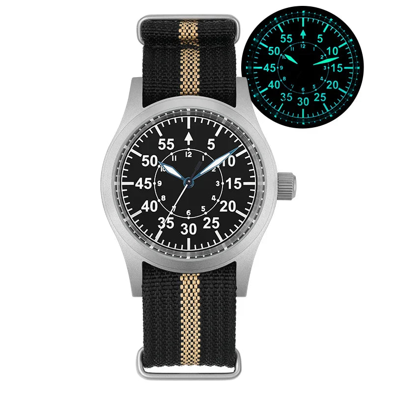 Militado ML05 Vintage Quartz Watch 38mm with VH31 Movement, Domed Sapphire Crystal, AR Coating & Luminous Dial