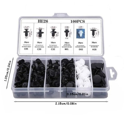 100pcs Auto Fastener Clip Kit | Fender Rivet Clips | Car Body Push Retainer Pin | Bumper Door Trim Panel Retainer Car Clips