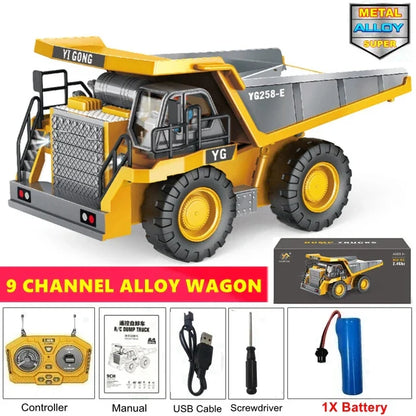 4WD RC Excavator Alloy Dump Truck Bulldozer | Remote Control Construction Vehicle Toy for Kids