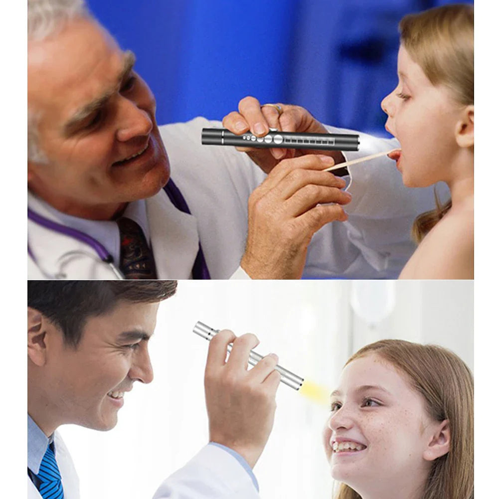 USB Rechargeable Medical Pen Light | Mini Nursing LED Flashlight with Stainless Steel Pocket Clip