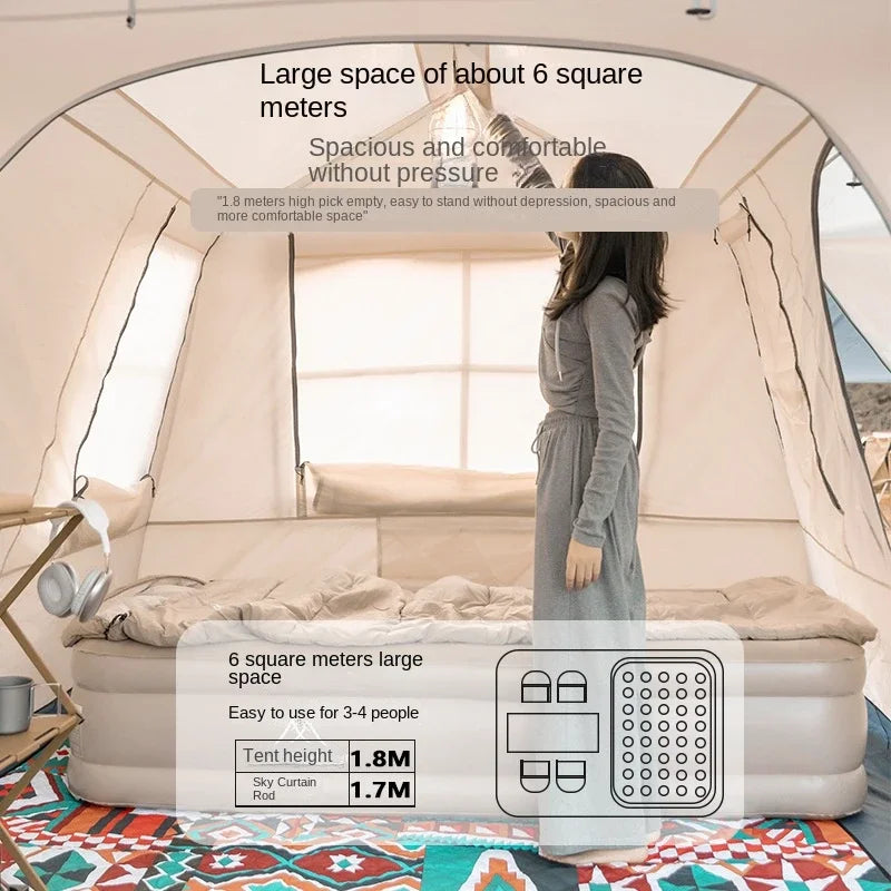 MOUNTAINHIKER One-Button Automatic Ridge Tent – Large Outdoor Shelter with Two Bedrooms & Living Room for Camping & Beach