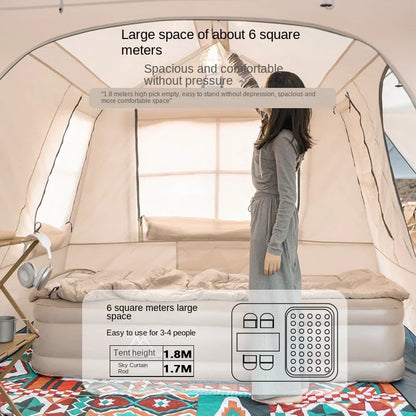MOUNTAINHIKER One-Button Automatic Ridge Tent – Large Outdoor Shelter with Two Bedrooms & Living Room for Camping & Beach