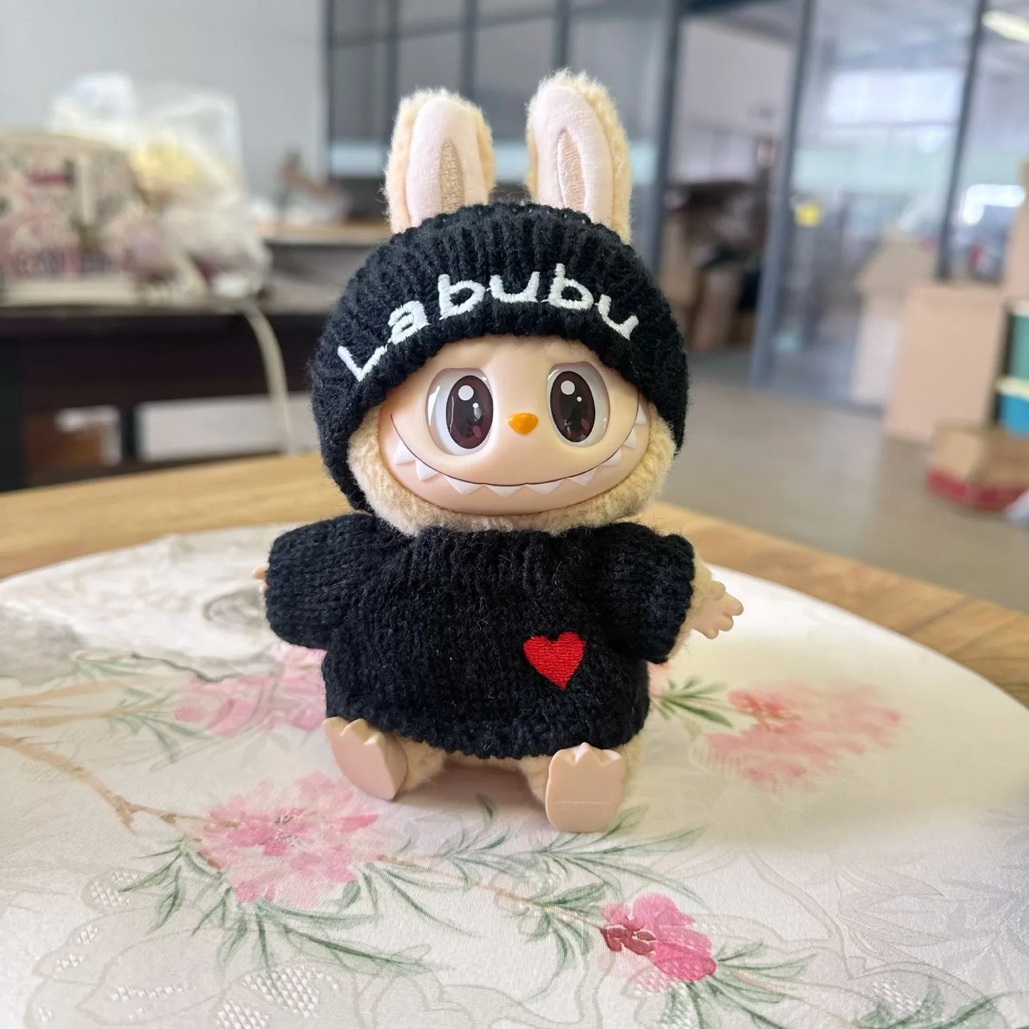 17cm Labubu Doll Clothes — Monster Outfit with Hat, Love Sweater & Casual Shoes for Sitting Party Accessories
