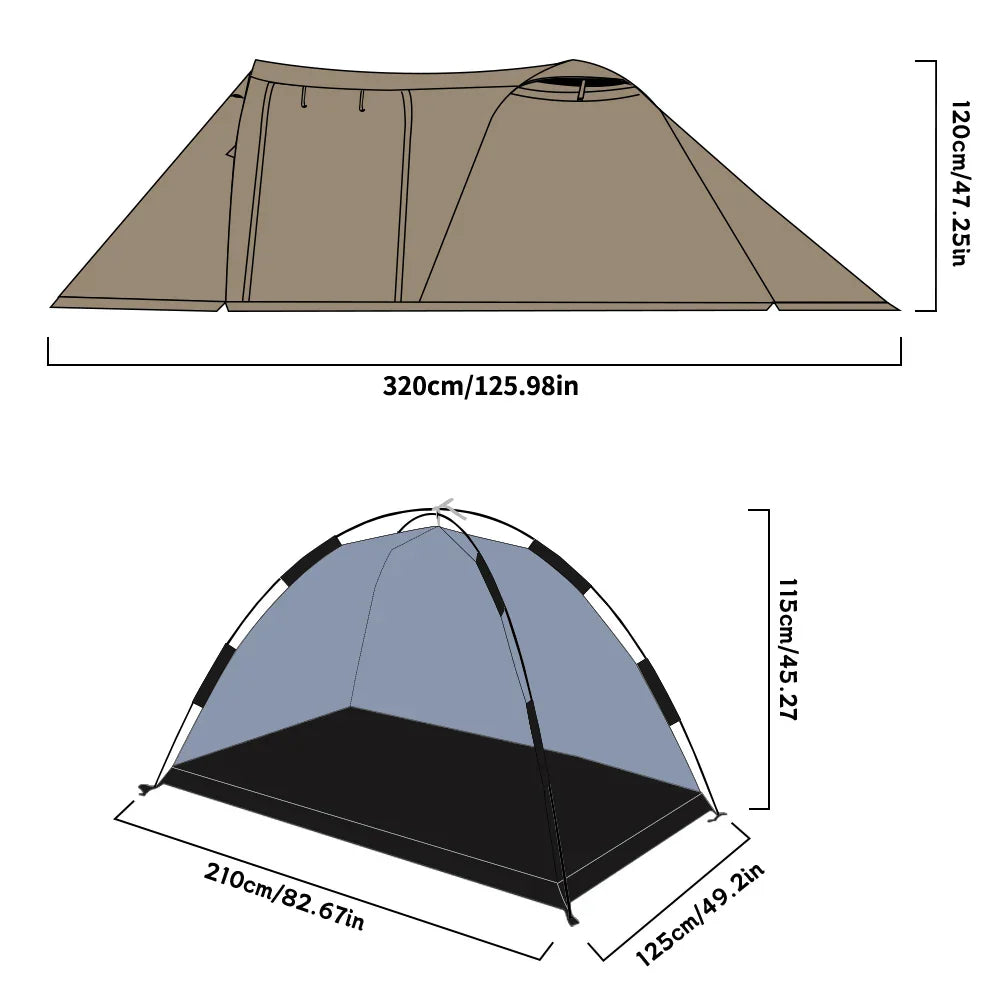 Fireproof Hot Tent for 2 People – Waterproof Extend Dome with Stove Jack & Snow Skirt, 4-Season Camping, Hiking, Hunting Winter Shelter