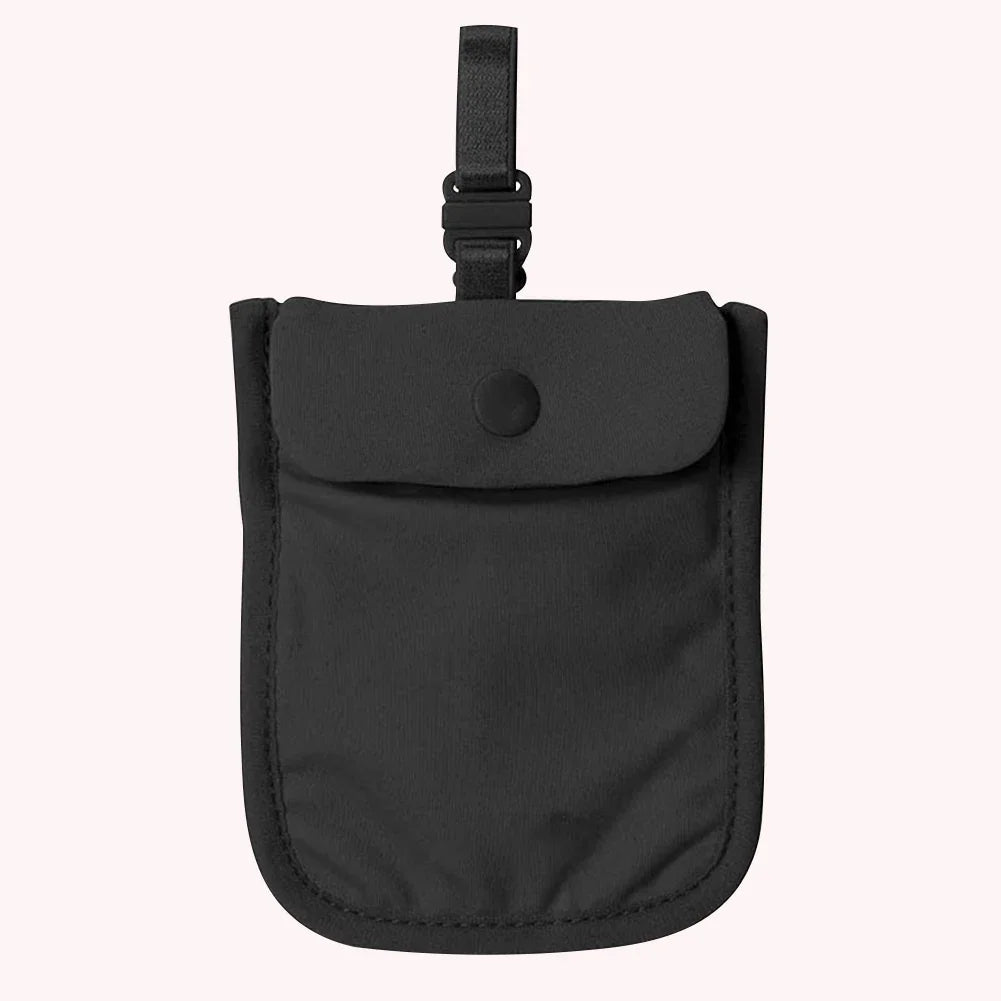 Women’s Hidden Bra Wallet – Solid Color Travel Money Belt Pouch with Flap Clasp Cotton Pocket