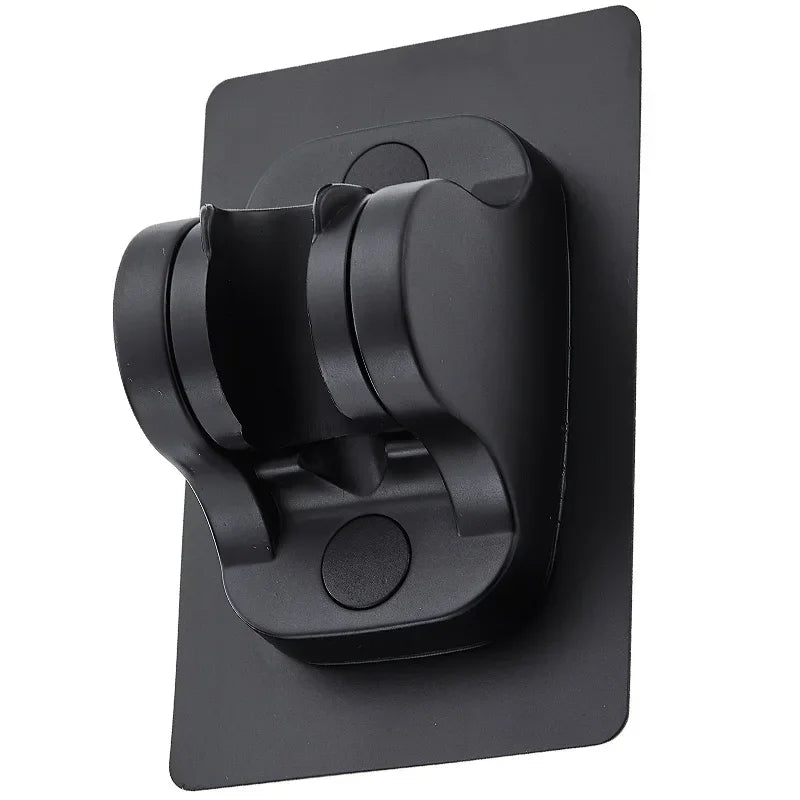 Adjustable Shower Head Holder with Suction Cup – No-Drill Black Wall Mount Bathroom Accessory