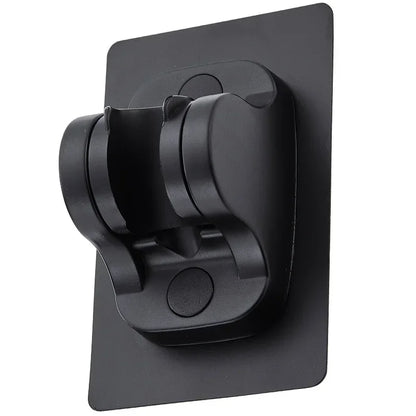 Adjustable Shower Head Holder with Suction Cup – No-Drill Black Wall Mount Bathroom Accessory