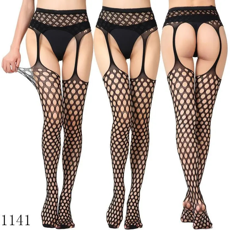 Women’s Gothic Bat Fishnet Stockings - Harajuku Emo Mesh Thigh High Tights with Sexy Alternative Lingerie Style