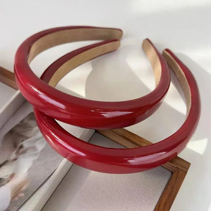 Retro Red Leather Sponge Headband – Fashionable Hair Hoop for Women, Wash Face & Party Hair Accessories Gift