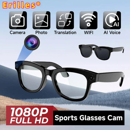 AI Smart Glasses with HD Anti-Shake Camera — Video Recording, Voice Call, Noise Reduction, Wireless Bluetooth Headset Goggles