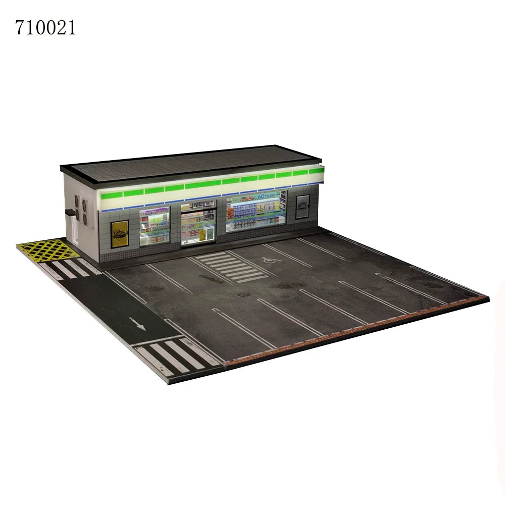 GFans 1:64 Scale Diorama Car Garage Model – LED Lighted Parking Lot DIY City Set for Collection & Display Gifts