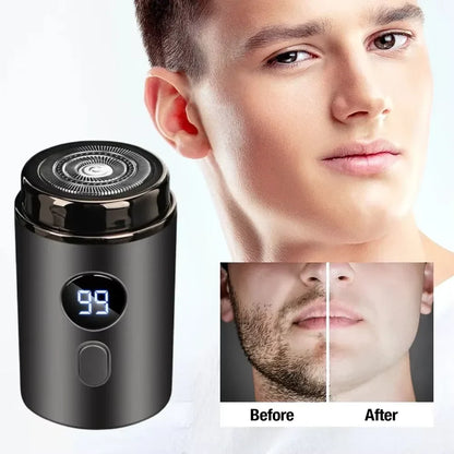 Men’s Electric Mini Shaver | Rechargeable Type-C LED Display Wet & Dry Razor for Home & Travel