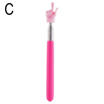 Retractable Teacher Pointer — Stainless Steel Telescopic Finger Design Stick for Classroom Teaching Supplies