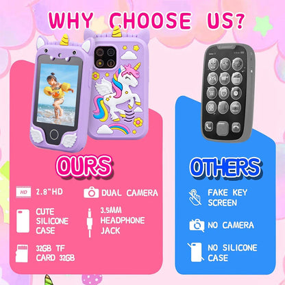 Kids Musical Smart Phone Toy – Cartoon Unicorn Touchscreen Baby Mobile for Girls & Boys, Educational Birthday & Christmas Gift