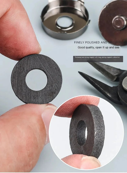 10 Pcs Magnetic Snap Fasteners 14–18MM – Clasps & Buttons for Handbags, Purses, Wallets & Craft Bag Accessories