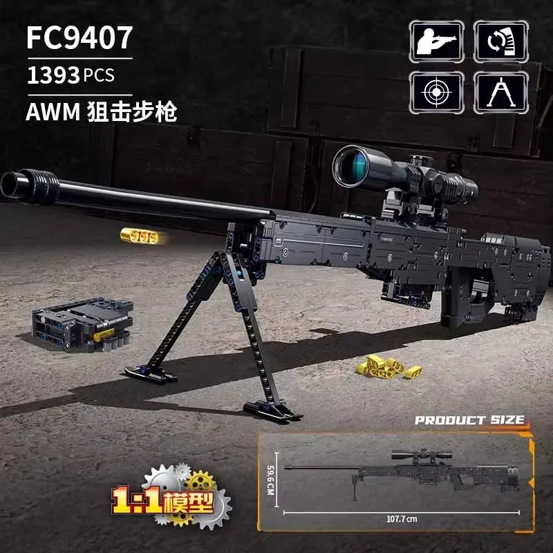 AWM, LR4, M416 & 95 Sniper Rifle Building Block Toy – Realistic Gun Model for Kids, Educational & Holiday Gift