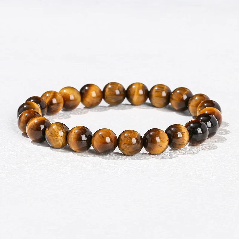 Natural Stone Beaded Bracelet - Obsidian, Fluorite & Quartz Healing Stretch Jewelry for Men & Women