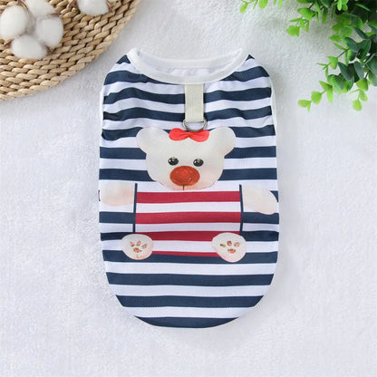 Cooling Summer Pet Vest - Soft Cartoon Dog Cat Shirt for Small Medium Large Dogs Puppy French Bulldog Clothing