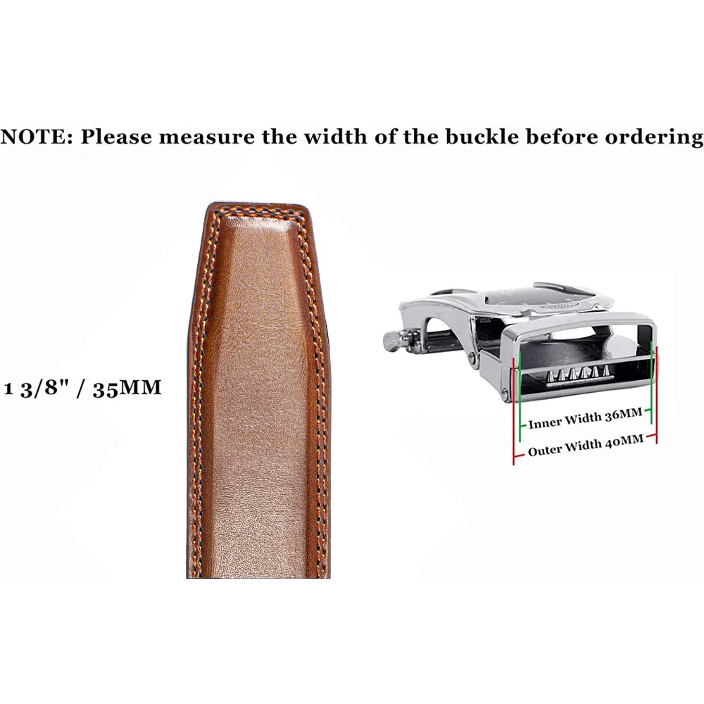 Men’s Luxury Genuine Leather Belt – High-Quality Cowhide with Metal Automatic Alloy Buckle