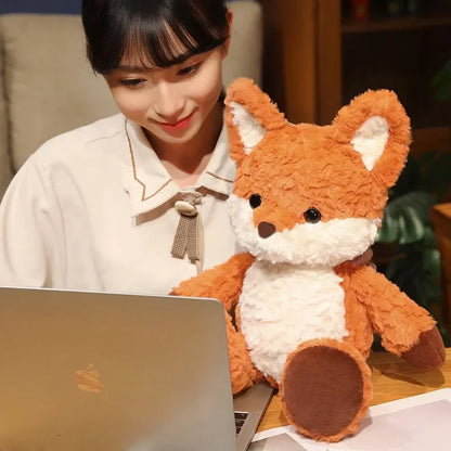 35cm/50cm Cute Fluffy Orange Fox Plush Toy – Soft Cartoon Stuffed Doll, Perfect Birthday Gift