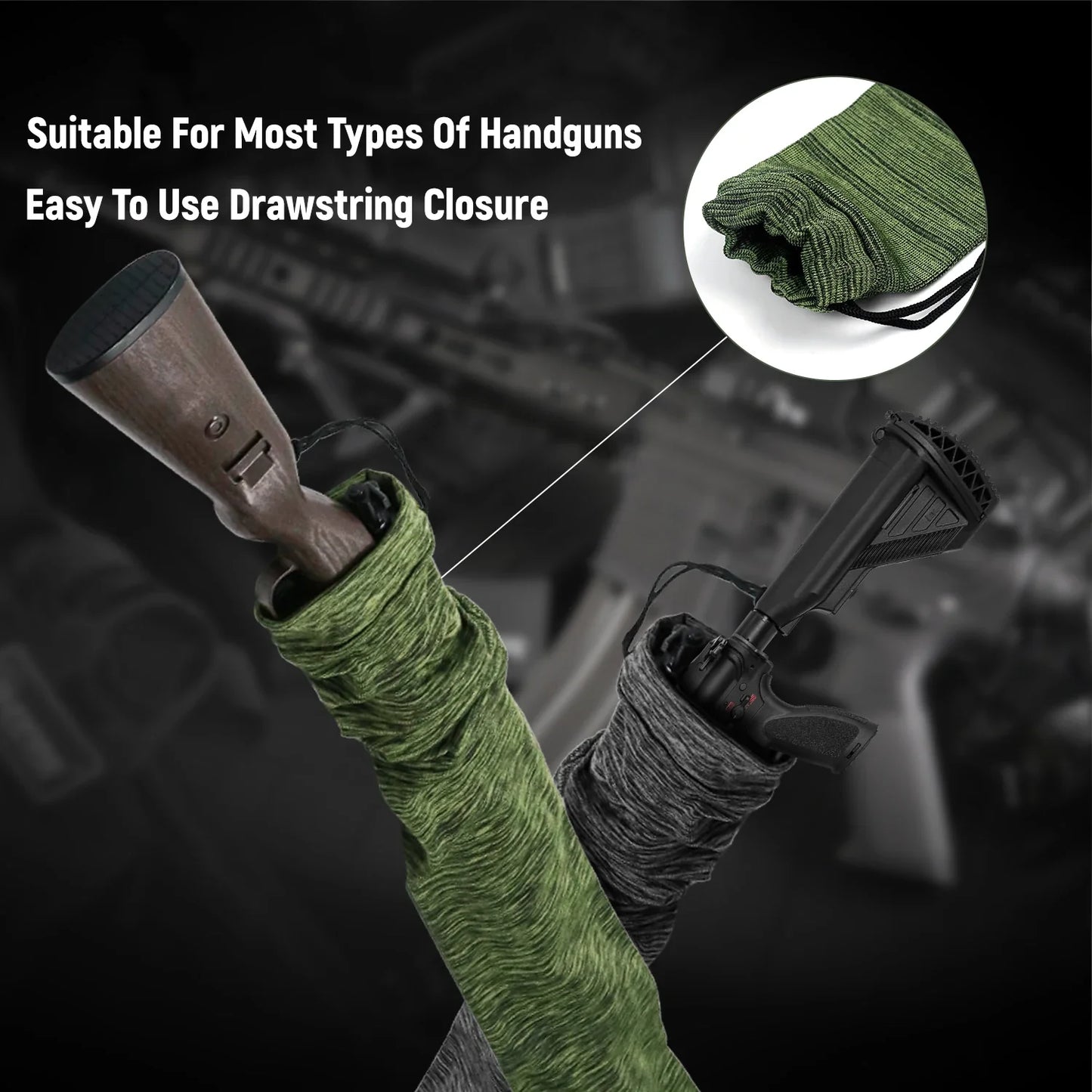 5-Pack Silicone Treated Gun Socks 55” x 3.9” – Stretch Knit Rifle Storage Covers for Hunting & Shooting Protection Sleeves