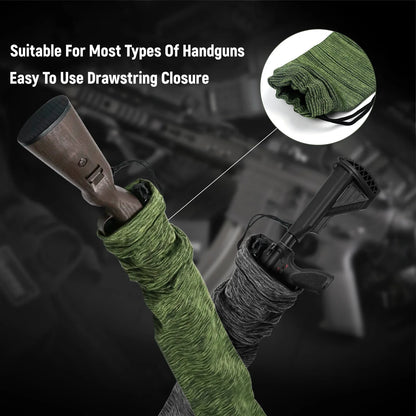 5-Pack Silicone Treated Gun Socks 55” x 3.9” – Stretch Knit Rifle Storage Covers for Hunting & Shooting Protection Sleeves