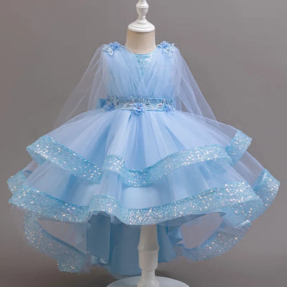 Girls Sequin Sleeveless Party Dress - Kids Wedding, Birthday and Performance Costume Dress
