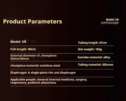 Professional Double-Sided Stethoscope — Medical Cardiology Stethoscope for Doctors and Nurses, Portable Medical Equipment
