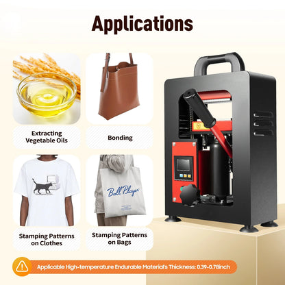 900W/1200W 5T Manual Hydraulic Rosin Heat Press – Dual Plate Oil & Wax Extraction Tool