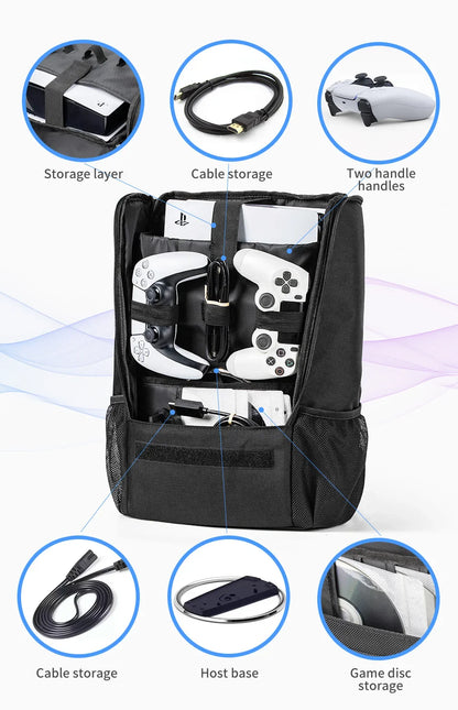 PS5 Pro & Slim Gaming Backpack — Large-Capacity Protective Travel Case for Console & Accessories
